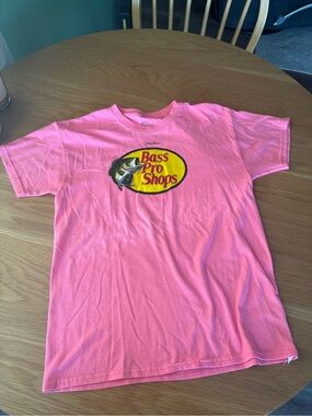 Bass Pro Shops Pink Tee with Yellow Logo